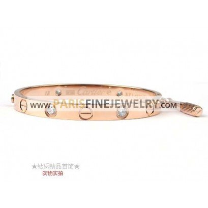 Cartier 18kt Pink Gold LOVE Bangle Bracelet with 4 Diamonds
