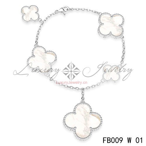  Van Cleef & Arpels Magic Alhambra White Gold Bracelet 5 Motifs
