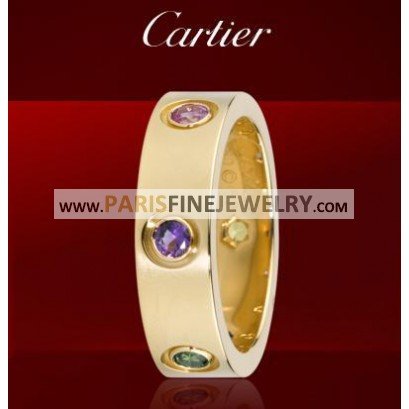 Cartier LOVE Ring in Yellow Gold With Coloured Stones Cartier LOVE Ring in Yellow Gold With Coloured Stones