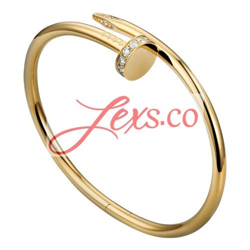 Cartier Juste Un Clou Nail Bracelet Copy Plated Real Yellow Gold Set With Diamonds