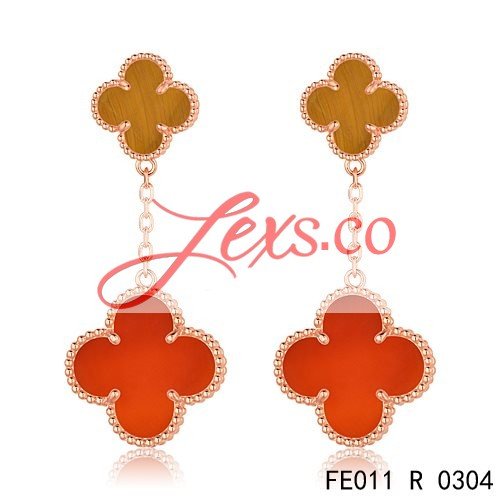 Van Cleef & Arpels Replica Magic Alhambra 2 Stone Combinatio Motifs Earrings