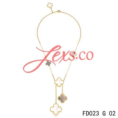 Van Cleef Arpels Replica 6 Clover Motifs Stone Combinatio Magic Alhambra Necklace Yellow Gold